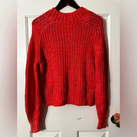 ANTHROPOLOGIE Wool Blend V Neck Knit Sweater XS SOFT COZY Orangey Pink GORGEOUS - Picture 2 of 10